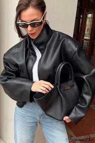 Sally Zip Up Faux Leather Jacket