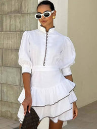 Maria Patchwork Turtleneck Mini Dress