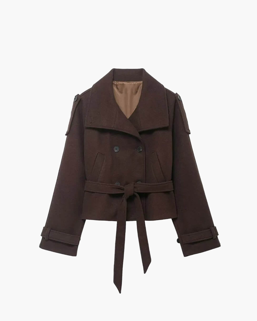 ZEYA - Sophia Stand Collar Short Trench Coat
