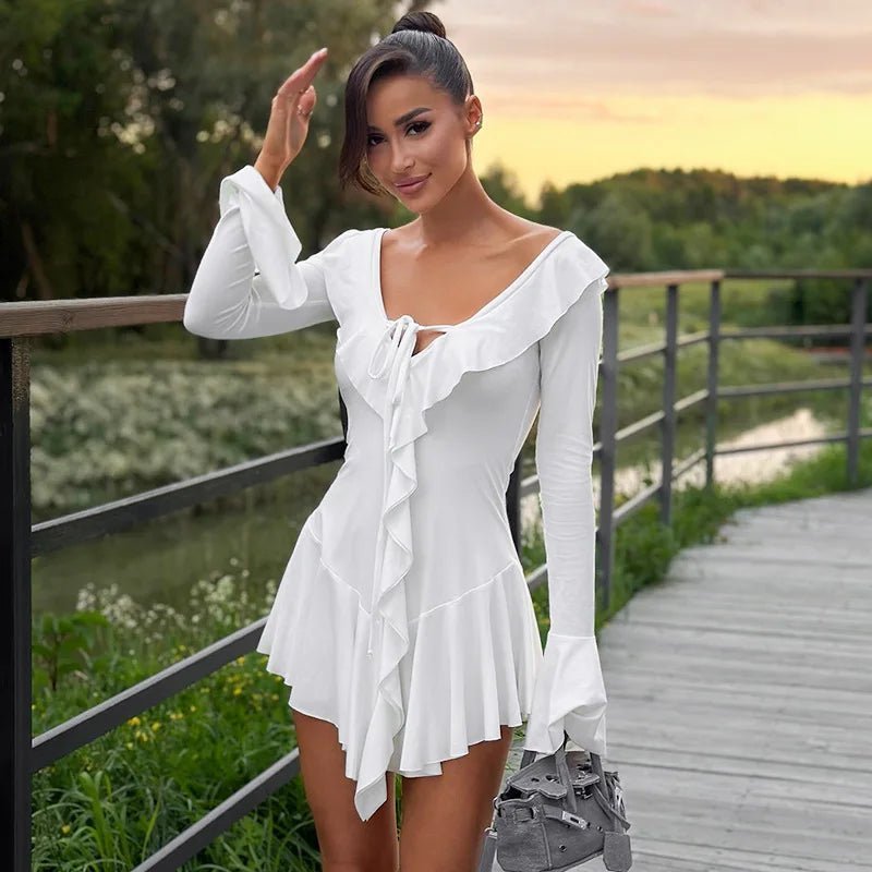 ZEYA - Sophia V-Neck Ruffle Mini Dress