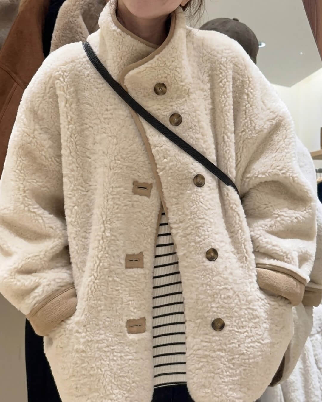 ZEYA - Tiara Stand Collar Faux Fur Coat