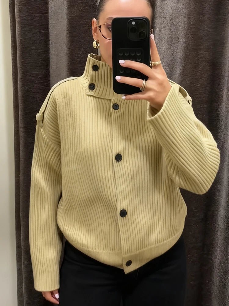 ZEYA - Victoria Stand Collar Knitted Cardigan