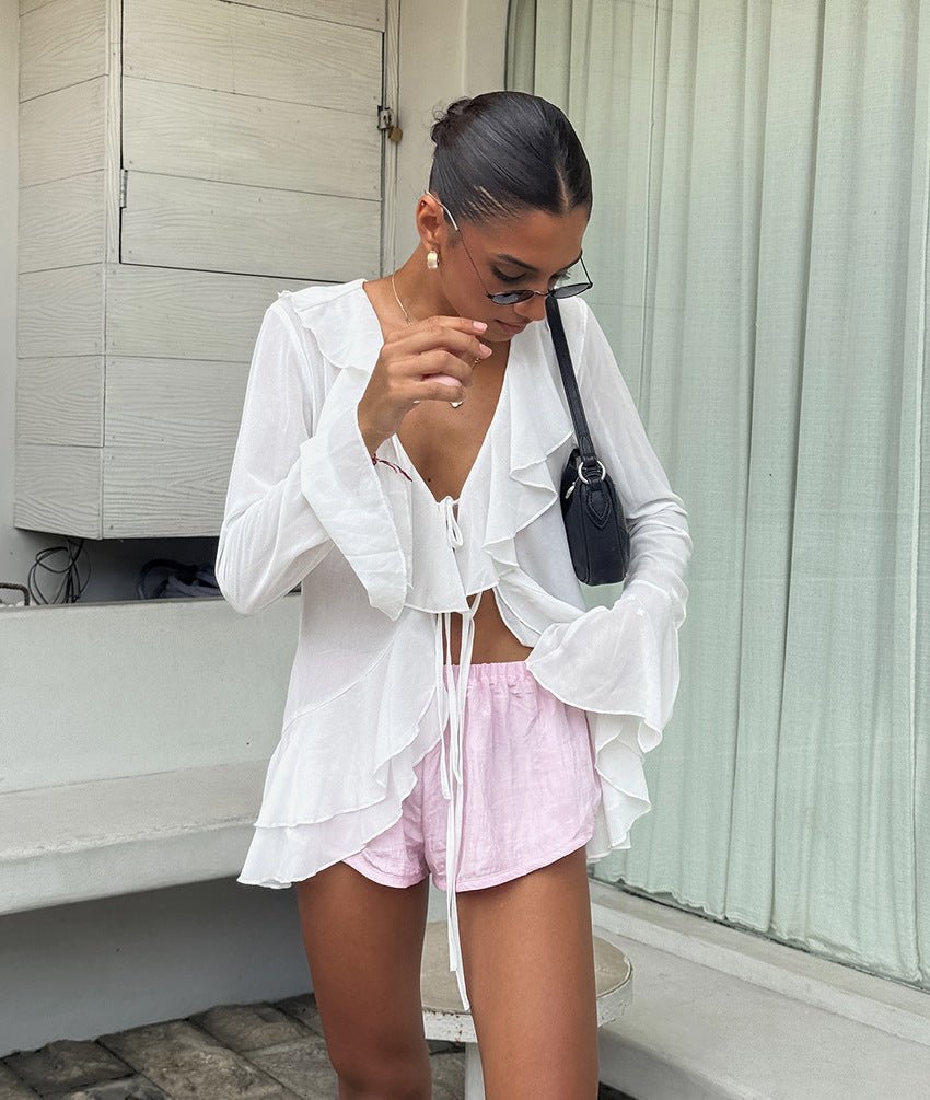 ZEYA - Vivian Ruffled Deep Neck Top